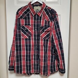 Supply Company Plaid Pearl Snap Button-Down Western Shirt Rodeo